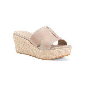 CHOCOLAT BLU Taupe Leather Willena Wedge Sandals